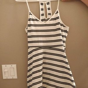 Black and white striped skater dress